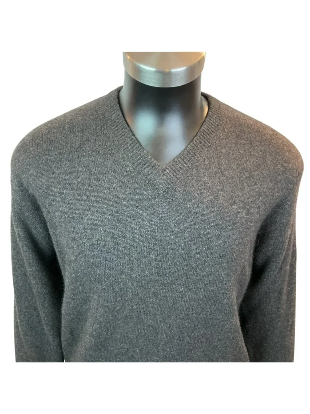 J. Crew 100% Cashmere V-Neck Sweater Mens Small Dark Gray